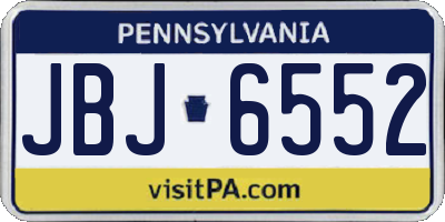 PA license plate JBJ6552
