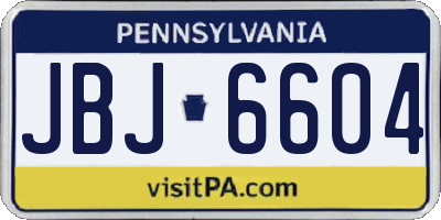 PA license plate JBJ6604