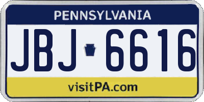 PA license plate JBJ6616