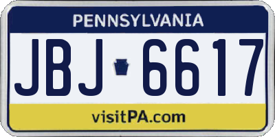 PA license plate JBJ6617