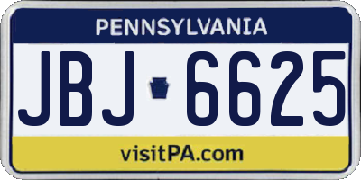 PA license plate JBJ6625