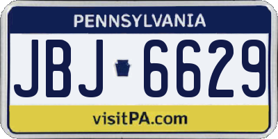 PA license plate JBJ6629
