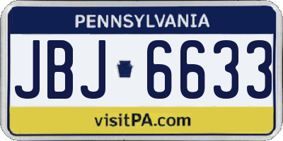 PA license plate JBJ6633