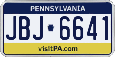 PA license plate JBJ6641