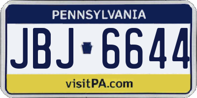 PA license plate JBJ6644