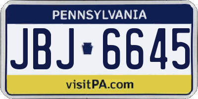 PA license plate JBJ6645