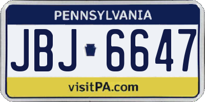 PA license plate JBJ6647