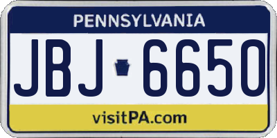 PA license plate JBJ6650