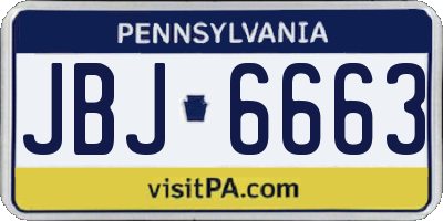 PA license plate JBJ6663