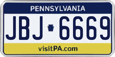 PA license plate JBJ6669