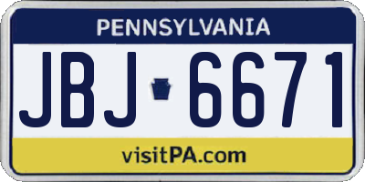 PA license plate JBJ6671