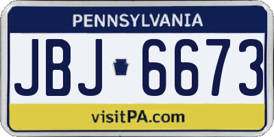 PA license plate JBJ6673