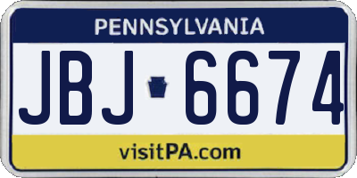 PA license plate JBJ6674