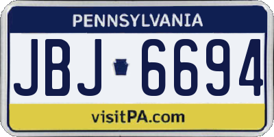 PA license plate JBJ6694