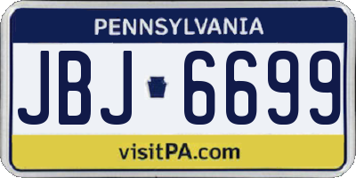 PA license plate JBJ6699