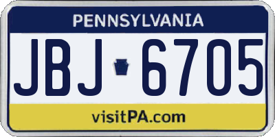 PA license plate JBJ6705