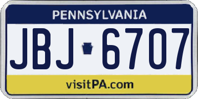 PA license plate JBJ6707
