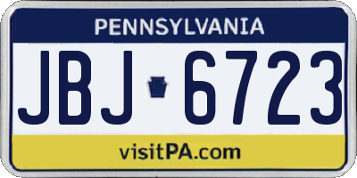 PA license plate JBJ6723