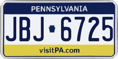 PA license plate JBJ6725