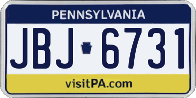 PA license plate JBJ6731