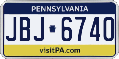 PA license plate JBJ6740