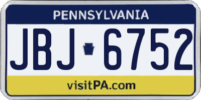 PA license plate JBJ6752