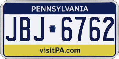 PA license plate JBJ6762