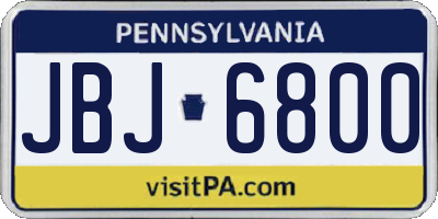 PA license plate JBJ6800