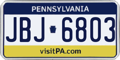 PA license plate JBJ6803