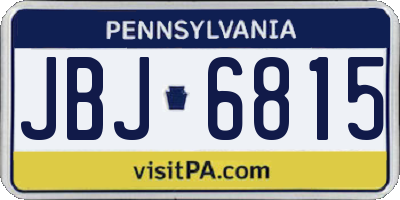 PA license plate JBJ6815