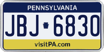 PA license plate JBJ6830