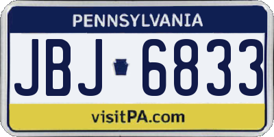 PA license plate JBJ6833