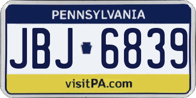 PA license plate JBJ6839