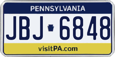 PA license plate JBJ6848
