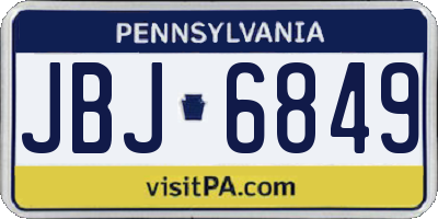PA license plate JBJ6849