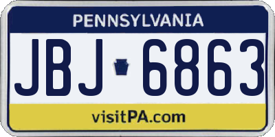 PA license plate JBJ6863