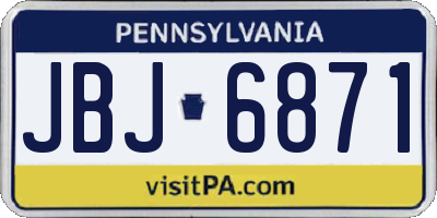 PA license plate JBJ6871