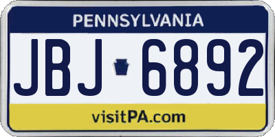 PA license plate JBJ6892