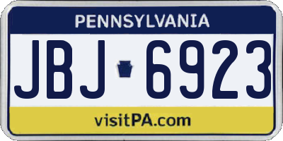 PA license plate JBJ6923