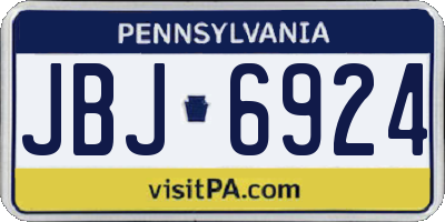 PA license plate JBJ6924