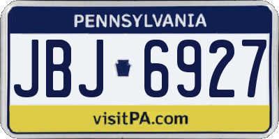 PA license plate JBJ6927