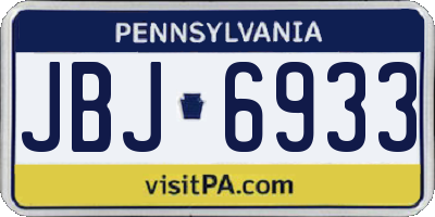 PA license plate JBJ6933