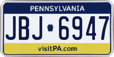 PA license plate JBJ6947