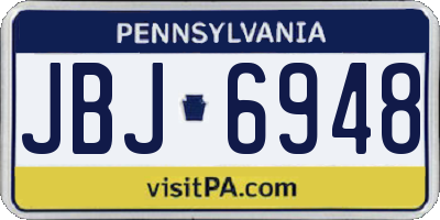 PA license plate JBJ6948