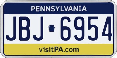 PA license plate JBJ6954