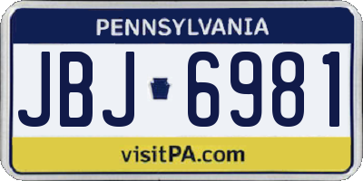 PA license plate JBJ6981