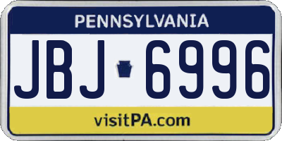 PA license plate JBJ6996