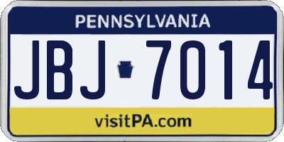 PA license plate JBJ7014