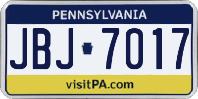 PA license plate JBJ7017