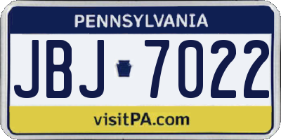 PA license plate JBJ7022